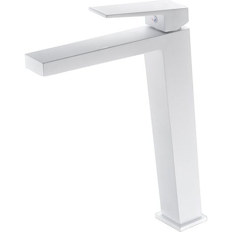 Rubinetto monocomando per lavabo bagno con bocca alta per acqua calda e fredda - Colore Bianco Opaco (1/3)