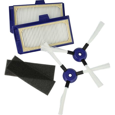 vhbw Set accesorios compatible con Rowenta Smart Force Extreme robot aspirador filtro espuma, filtro HEPA, cepillo lateral