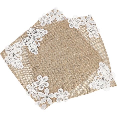 Set de table de mariage décoratif, lot de 2 sets de table en lin de qualité supérieure (1/5)