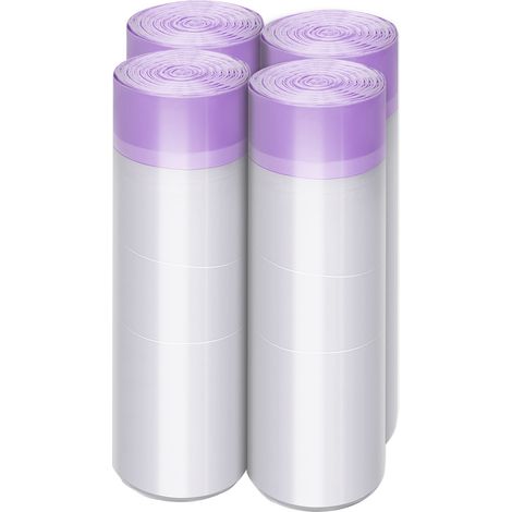 Lot de 100 sacs poubelle 13 gallons (49 litres) multi-usages, étanches et résistants, parfumés à la lavande pour salon, cuisine et toilettes. (1/4)