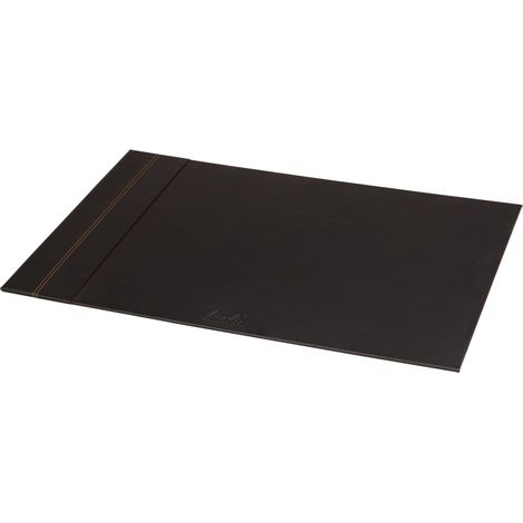 Sous-Main Rigide Noir - 60 x 40 cm - Piqûres Sellier Orange - Extérieur Simili Cuir - Organisation de Bureau
