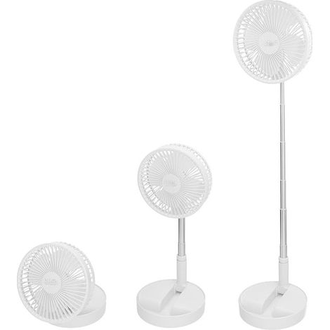 Ventilateur Sans Fil, Compact Pliable, 4 Modes d'Air, Durée 2-6 Heures, Tube Télescopique 39-102 cm, Chargeur Usb Inclus, Rechargeable en 4,5 H (1/4)
