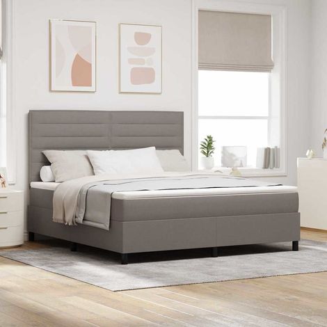 vidaXL Cama tipo Box Spring con tiras LED Taupé 180 x 200 cm tela (1/5)