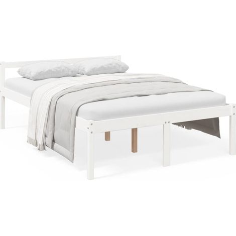 Maison Exclusive - Seniorenbett Weiß 120x200 cm Massivholz Kiefer