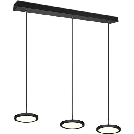 TRAY SOSPENSIONE LED 30 W  3600 lm, 3.000 K DIMMERABILE 3 DIFFUSORI IN METALLO NERO L. 90CM (1/5)