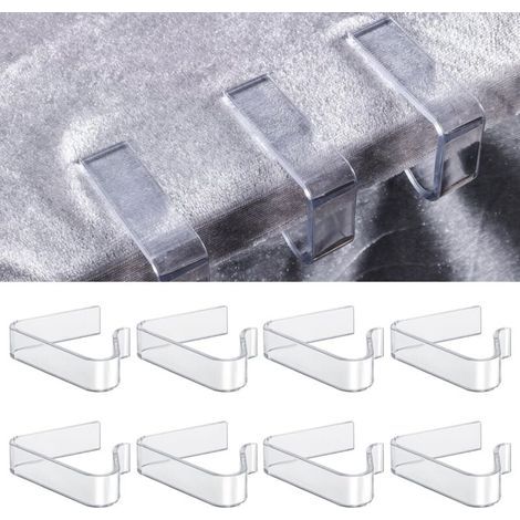(Petite taille) 8 pièces pinces à nappe en plastique, pince à nappe transparente support de nappe pince à nappe pour table de 1,7 à 3,5 cm d'épaisseur fête de Noël mariage intérieur extérieur (1/4)