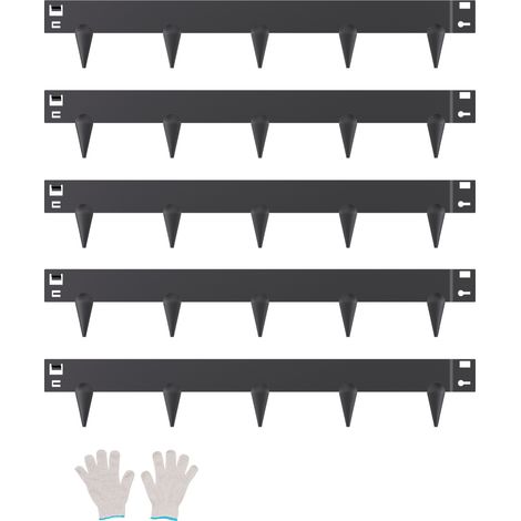 VEVOR Borde de Acero Galvanizado para Paisajismo, 990 x 156 x 1,5 mm, 5 Piezas de Borde de Metal Resistente a la Oxidación con Dientes Afilados, Divisor de Camino para Parterres de Flores, Negro