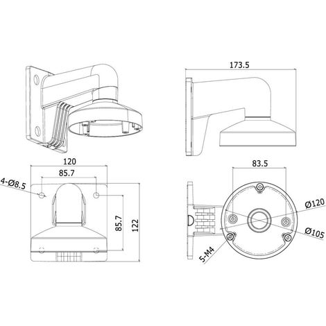 Accessoire hikvision DS-1272ZJ-120 aluminium 120x122 mm (1/3)