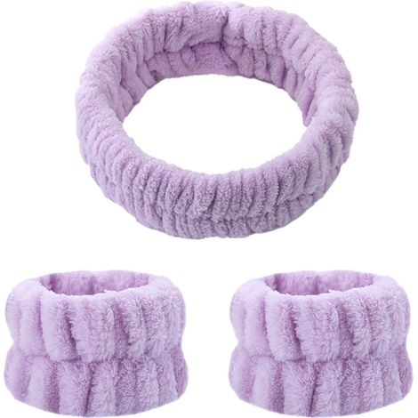 Diadema de felpa, goma para el cabello, maquillaje cosmético, lavado facial, ducha, spa. (1/5)