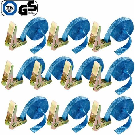 VURAHOME - 10 pièces Sangle d'arrimage Arebos (800 kg, 6 m, monobloc) - sangle d'arrimage sangle à cliquet ceinture dure 800 daN 0,8 t (1/5)