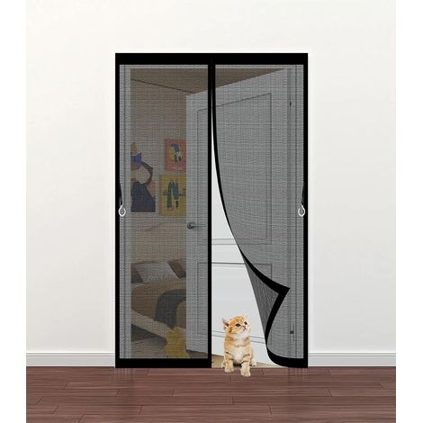 1 Moustiquaire Porte 80x197cm Fermeture Automatique Aimants Puissants Maille Polyester Balcon Noir (1/5)