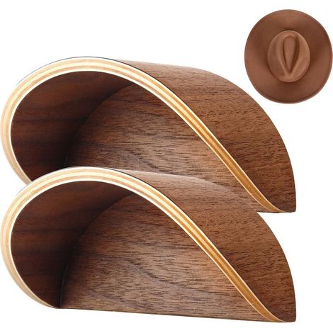 Wandmontierter Hutständer – Hutständer aus Walnussholz – Für Westernhüte – Krempenfreundliches Design – 2er-Set (1/5)