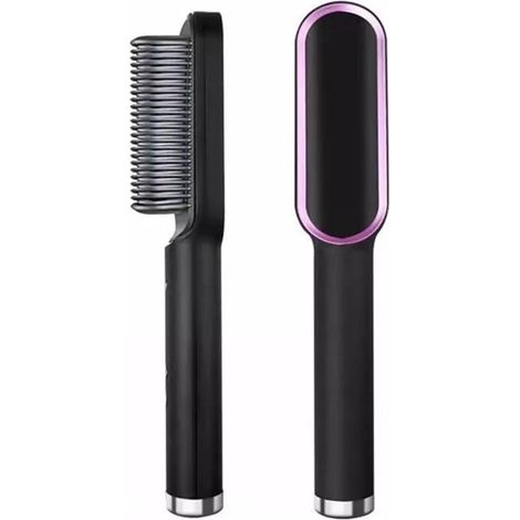 Lisseur à cheveux moderne MDUG avec contrôle de température et brosse électrique (noir) (1/5)