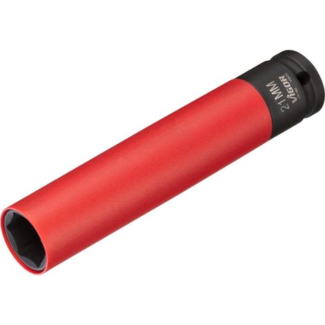 VIGOR Schlagschrauber Steckschlüsseleinsatz, lang, V5932, 1/2 (12,5 mm) Vierkant hohl, Außen Sechskant Profil, SW 21 mm (1/4)