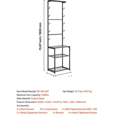 Waffenregal, freistehendes Design, langlebige Stahlkonstruktion, 5 Gewehre (1/2)