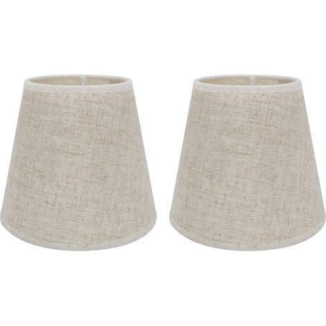 Set mit 2 E27-Lampenschirmen für Tischlampen, Wandleuchten, Kronleuchter, Kristalllampenschirme, 10 cm (oben) x 14 cm (Höhe) x 16 cm (unten), Leinen