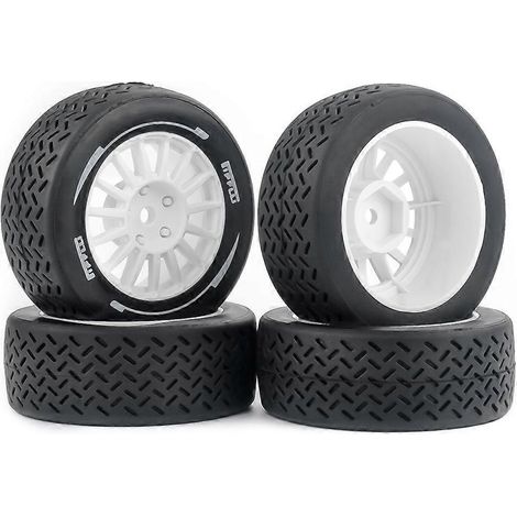 Pneus de rallye WRC à l'échelle 1/14, 4 roues en caoutchouc pour voitures RC MJX, châssis Tamiya M et RX12 (blanc). (1/5)