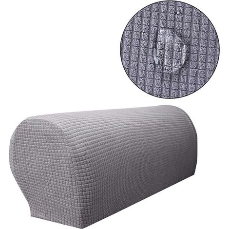 1 Paire de protège-accoudoirs élastiques Amovibles Housses de canapé (Gris) (1/5)