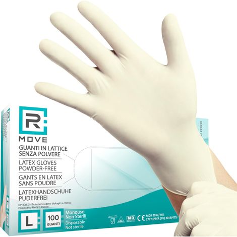 1Conf. da 100pz Tg.L - RMove Guanti Lattice 5.7gr Senza Polvere (1/5)