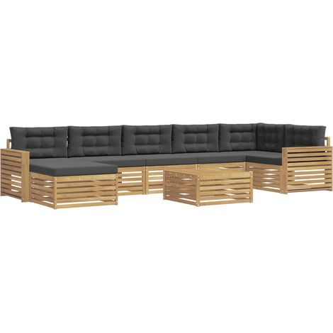 Conjunto de sofás de exterior 8 uds. 7 plaza Blanco y Antracita vidaXL (1/5)