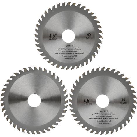 Lot de 3 lames de scie circulaires en alliage dur de 11,4 cm (4,5 pouces) à 40 dents pour le travail du bois (1/5)