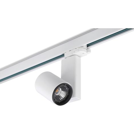 LedsC4 Mach3 - Foco de Carril LED 12.5W y 935lm con Luz Cálida 3000K. Diámetro 6.3cm. Estructura de Aluminio. Color Blanco
