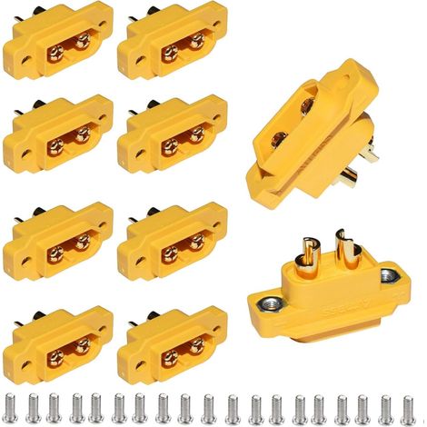 Confezione da 10 connettori a 2 pin XT-60 XT60E XT60E-M a montaggio a filo con viti per il collegamento di batterie Lipo per droni RC.