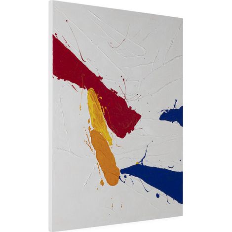 Toile abstraite colorée en relief - blanc, bleu, orange et jaune (1/4)