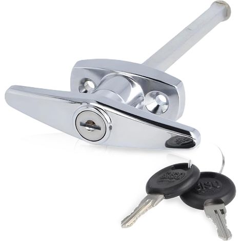 1 Poignée de garage, Tige carrée 8 mm, Métal chromé, Serrure verrouillable, Porte de garage
