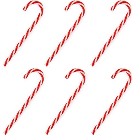 Lot de 6 décorations sucres d'orge Rouge & Blanc de 15cm pour Noël-Fei Yu (1/5)