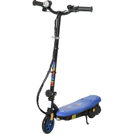 Trottinette électrique pour enfants de 7 à 14 ans, pouvant être plié, avec phare LED, roues et frein, vitesse maximale de 12 km/h, bleue (1/5)
