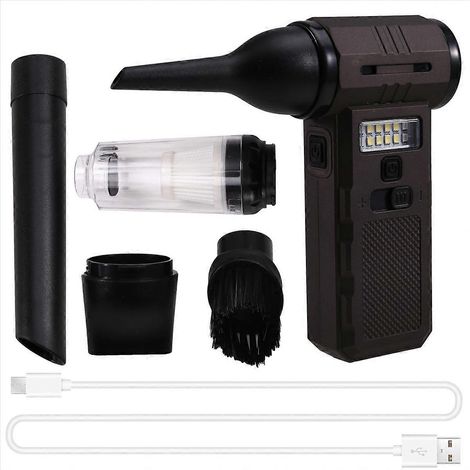 Ventilateur portatif avec lumière, 130 000 tr/min, vitesse réglable en continu, aspirateur, souffleur de poussière, moteur sans balais (1/5)