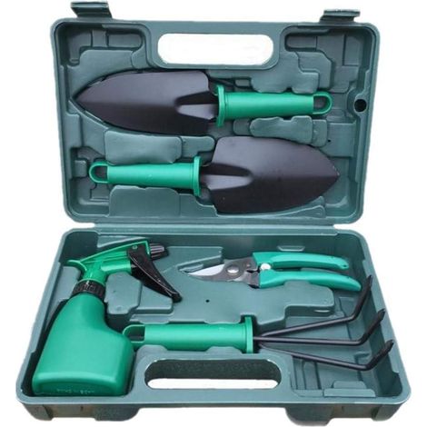 Ensemble de 6 outils de jardinage en acier inoxydable avec boîte, ensemble d'outils de jardin portables (1/5)