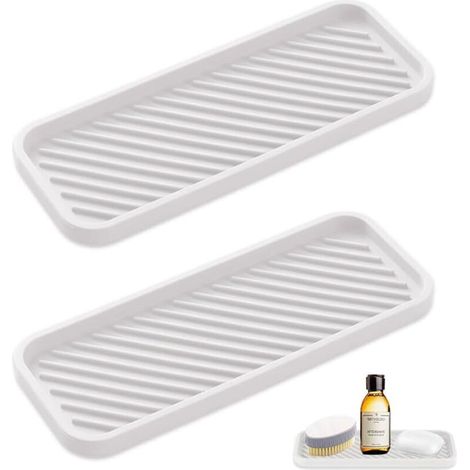 Pièces Organisateur évier Silicone,Porte éponge Silicone Blanc,Tapis D'égouttage,Rangement Eponge Evier,Support Eponge Evier Antidérapant,Porte Savon Cuisine,Plateau Salle de Bain pour Brosses