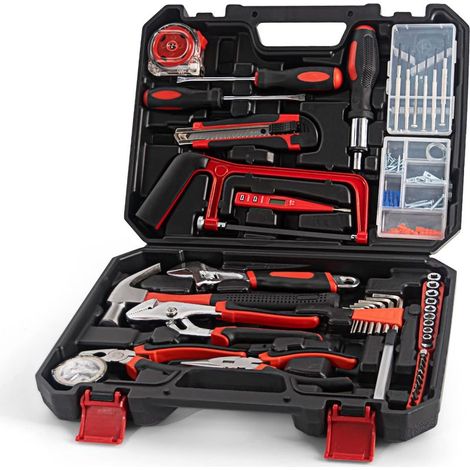 EASYCOMFORT Coffret à outils 108 pièces avec mallette, jeu de tournevis et embouts, clé, pince, mini scie, marteau – idéal pour maintenance quotidienne maison ou garage (1/5)
