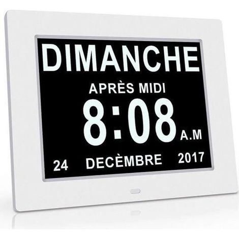8 Pouce LCD Horloge Numérique Calendrier avec Date, Jour Et Heure Horloge AlzheimerC\'est pour Les Parents,Grands-Parents Et Enfant (1/4)