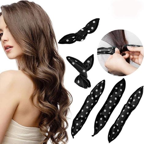 20 Pcs Bigoudis de Cheveux,Flexible Magiques Eponge de Nuit Sommeil Sans Chaleur DIY Coiffure Outil Bricolage Styling Tools, Flexible Foam Sponge Hair Curlers, Noir (1/5)