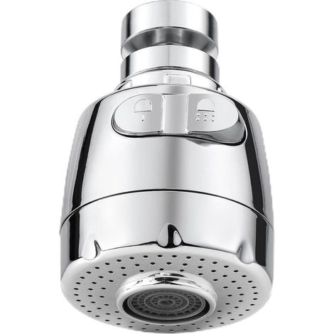 Aérateur pour robinet rotatif à 360 °, buse robinet cuisine, évier avec filtre régulateur de tête, 2 modes, aérateur robinet, atomiseur robinet, tête robinet de cuisine, argenté (1/5)