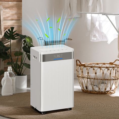 Déshumidificateur,réservoir de 4,5 litres,minuterie 24 heures,affichage LED,plastique,blanc
