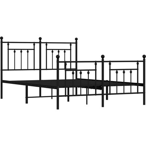 Bettgestell mit Kopf- und Fußteil Metall Schwarz 140x190 cm vidaXL (1/4)