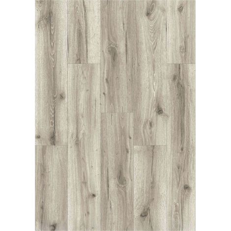 Suelo vinílico SPC Click Auren, Roble Decapado Gris Beige, efecto madera, con Aislamiento Acústico Paquete de 10 lamas (2,208 m²) (1/5)