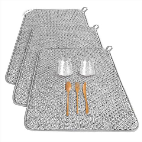 Set mit 3 saugfähigen Mikrofaser-Abtropfmatten für Geschirr (1/5)