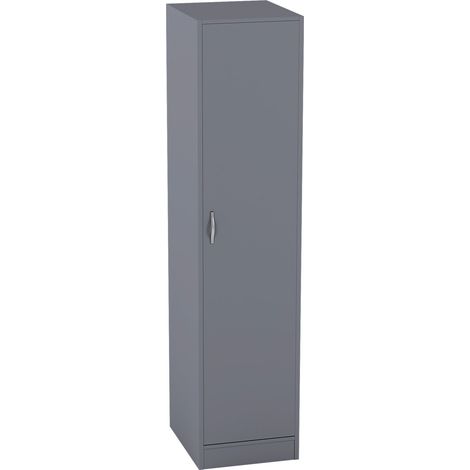 Armoire Riano 1 Porte, Penderie, Chambre, Rangement Vêtements, Étagère, Bois, Gris (1/5)