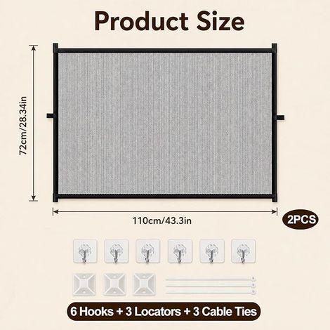 Pet Barriers for Dogs and Cats, Adhesive Hook, 110 x 72 cm, Apartment, Indoor, Stairs, Doors
