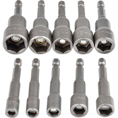 Bardusch-Douille Hexagonale Magnétique 10Pcs Douille Visseuse à Choc 6 15mm, Clés à Douille Magnétique Hexagonale Douille Set Magnétique 1/4 Hexagonale Douille Prise Adaptateur Outil (1/5)