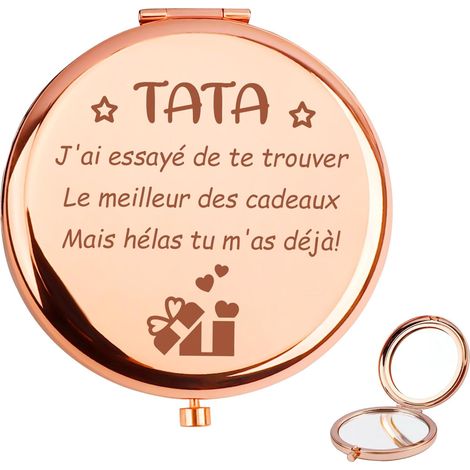 Cadeau Fete des Meres Cadeau Tata, Miroir de Maquillage Petit Miroir de Poche, Cadeaux Tatie Cadeaux pour Tata Tata Anniversaire Tata Saint Valentin Famille Noel Femme Miroirs de Poche (1/5)