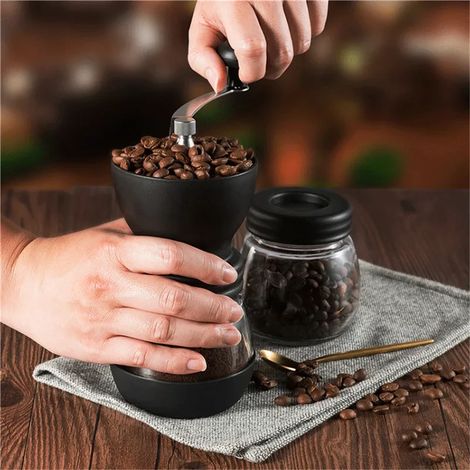 Moulin à café manuel en céramique avec meules en céramique, pour expresso, café à la française et café filtre, pour une utilisation à la maison et en voyage.-AquaForge (1/5)