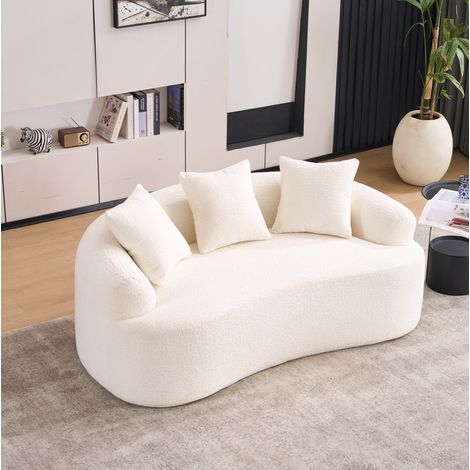 Canapé 2 places au design généreux, assise profonde, confort moelleux, tissu chenille, usage quotidien - blanc (1/5)