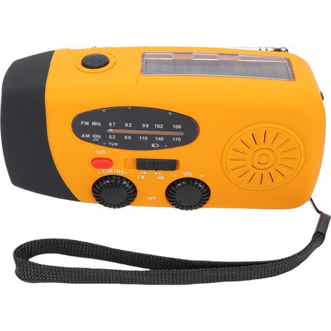 Radio solaire multifonctionnelle récemment mise à jour avec fonction de génération d'énergie par manivelle / Batterie USB 5000 mAh, modèle orange standard européen (1/3)