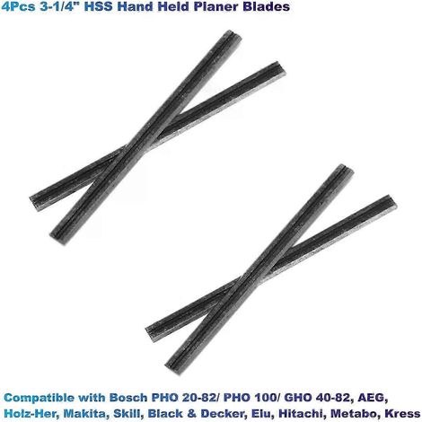 4 lames de rabot manuelles HSS de 3-1/4 po compatibles avec Bosch PHO20-82/ PHO100/ GHO40-82, AEG Holz-Her, Makita, Black & Decker-JXLGV (1/5)